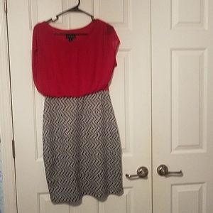 Red / black and white dress